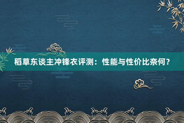 稻草东谈主冲锋衣评测：性能与性价比奈何？